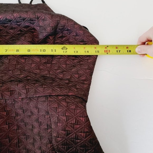 BCBG Metallic Burgundy A-Line Party Dress - Picture 7 of 10